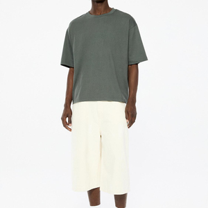 เสื้อยืดทรงบ็อกซี่สำหรับผู้ชาย เสื้อยืดเฟรนช์เทอร์รี่แบบสั่งทำพิเศษ ผ้าฝ้ายออร์แกนิค 100% หนัก 300 GSM เสื้อยืดโอเวอร์ไซส์ - Product Image 5