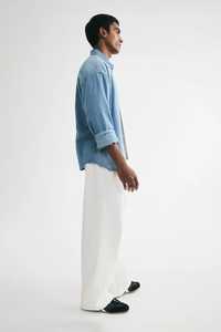<b>Men's</b> Solid Flat Wide Leg Sweatpants <b>White</b> Relaxed Fit Jogger <b>Trousers</b> 100% Cotton Elastic Waist Drawstring Side Pockets Casual - Product Image 2
