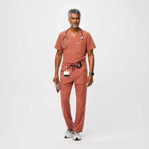 Conjunto de Uniformes Médicos Personalizados para Hombre - Pantalones Deportivos Ajustados con Cuello en V - Uniformes de Enfermería Transpirables con Elasticidad en Cuatro Direcciones - Product Image 3