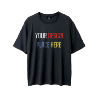 T-shirt pour homme imprimé à la pression, noir, manches courtes, motif géométrique, col rond, coupe ample décontractée, 100% coton, respirant, tricoté