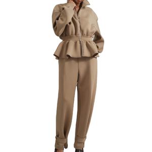 Ensemble veste et pantalon en molleton chaud à fermeture éclair au design élégant pour vêtements décontractés / Vente en gros de survêtement confortable en deux pièces OEM rare 2026 - Product Image 1