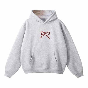 เสื้อฮู้ดดี้ปักลายลำลองสำหรับฤดูหนาว ดีไซน์โบว์แบบกำหนดเอง เสื้อฮู้ดดี้โอเวอร์ไซส์ - Product Image 3