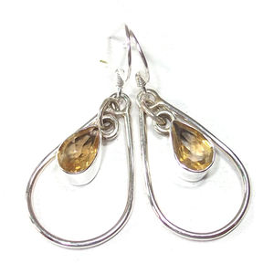 Pendientes bonitos diseño ligero desgaste del partido amarillo citrino pura plata esterlina desgaste del partido pendientes de diseño de tendencia - Product Image 2