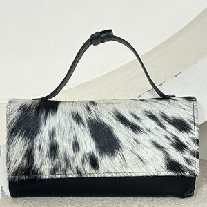 กระเป๋าคลัทช์หนังวัวแท้จากดีไซเนอร์สินค้าใหม่กระเป๋าสตางค์หนังสีดำเปิดปิดเป็นของขวัญสำหรับผู้หญิง - Product Image 4