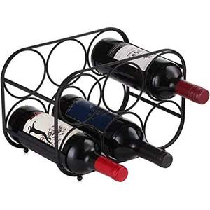 Porte-bouteilles de comptoir en métal doré moderne et robuste Bold Blossom, capacité 4 bouteilles, 3L, motif géométrique, étagère de rangement en fer - Product Image 2