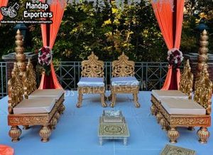 ชุดเก้าอี้มันดาปสไตล์เยอรมันโบราณสีเงิน  แบบอเมริกันดั้งเดิม แกะสลักอย่างประณีต สำหรับมันดาป  เก้าอี้วีดีไม้แกะสลักอย่างสวยงาม - Product Image 6