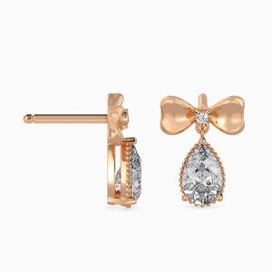 Boucles d'oreilles de luxe en diamants de laboratoire en forme de poire, plaqué or rose massif 14 carats, couleur D, taille brillant, certifiées IGI, cadeau pour mariage ou fête - Product Image 4