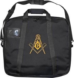 Estuche para delantal masónico, tamaño Provincial Maestro Masón, Escuadra y Compás Dorados (impresos) |   Bolsas y Estuches Masónicos - Product Image 1
