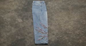Jeans Herry Blossom para mujer, estilo baggy, denim, streetwear, pantalones anchos con bordado. - Product Image 4