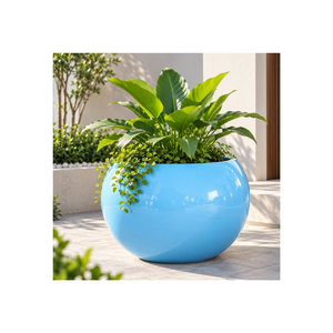 Jardinière d'extérieur haut de gamme en fibre de verre avec finition résistante aux UV, grand pot de jardin rond, conteneur décoratif moderne en gros - Product Image 1