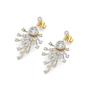 Boucles d'oreilles de luxe plaquées or 18 carats avec diamants, motif étoile, taille brillant rond, bijoux de mariage pour femme - Product Image 3
