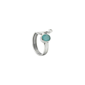 Aqua Chalcedony <b>Ring</b> Oval – Handmade Silver Plated Gemstone <b>Ring</b> Checker Cut Stone Statement <b>Ring</b> Boho Jewelry Nickel Free Brass - Product Image 3
