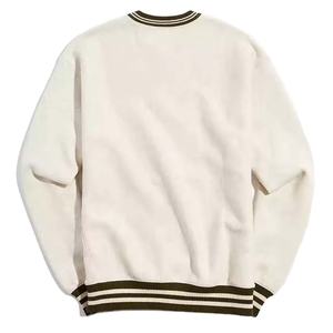 Sweat-shirt pour homme de qualité supérieure, surdimensionné, à blocs de couleur, à rayures, col côtelé, col rond, broderie, pull à côtes - Product Image 2