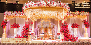Escenario de Boda Tradicional Indio de Media Luna de Ensueño, Diseño Abierto, Fibra de Vidrio Dorada Ligera, Tamaño Personalizable para EE. UU. - Product Image 6