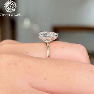 Bague de fiançailles Charm Jewells en argent 925 et moissanite, sertie à griffes, style classique, certifiée IGI, options plaqué or rose/14 carats - Product Image 4