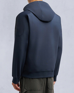 Sweat-shirt à capuche mi-zippé bleu marine pour homme, coupe régulière, couleur unie, décontracté, respirant, en tissu French Terry, style automne, OEM ODM - Product Image 2