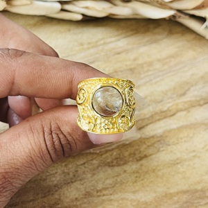 Latest Design Quartz <b>Rings</b> Boho Floral Brass <b>Rings</b> For Women 18k <b>Gold</b> Plated Hammered <b>Cocktail</b> Band <b>Ring</b> For Wholesale/OEM/ODM - Product Image 6