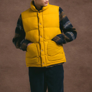 Top Quality Men's Puffer Vest Outdoor Winter Down Coat Yellow Color Sleeveless Zipper <b>Up</b> Waterproof Puffer Vest For <b>Boys</b> - Product Image 4