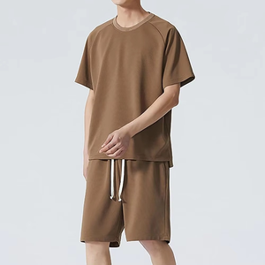 Conjunto de Camiseta y Pantalones Cortos de Verano para Hombre, Estilo Casual, Color Sólido, Cómodo, Manga Corta, Dos Piezas, Ropa Deportiva, Moda 2026 - Product Image 4