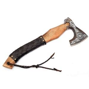 Hand Forged High Carbon Steel Head Vikings <b>Axe</b> Custom OEM Ashwood Handle Bearded Hatchet Leather Sheath <b>Camping</b> Bushcraft <b>Axe</b> - Product Image 2