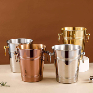 Cubo de Hielo de Diseño Moderno con Doble Asa para Fiestas, Restaurantes y Hoteles, Cubo para Bebidas y Champán de Acero Inoxidable - Product Image 1