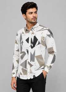Camisa de Manga Larga con Estampado Geométrico para Hombre, Cuello Camisero, Estilo Casual con Botones, Ropa de Primavera, Servicio OEM - Product Image 3