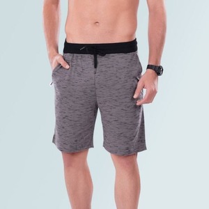 Shorts pour hommes gris en polyester/coton, taille haute élastique, décontractés, respirants, tissés, couleur unie, longueur courte, écologiques, numériques - Product Image 3