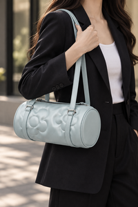 Bolso de Mano Plateado para Mujer, Talla S, Correa de Hombro Ajustable, Diseño Minimalista con Cierre, Flores, Poliéster Impermeable, Dos Correas - Product Image 3