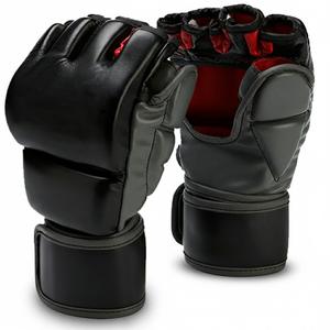 Gants de MMA professionnels en cuir à paume ouverte pour arts martiaux, combats UFC et entraînement – Logo personnalisé - Product Image 1