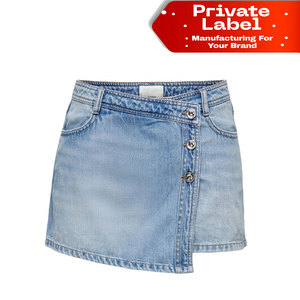 Shorts en jean sexy pour femme, micro-mini, taille haute, prêts à être expédiés, pour club, avec logo personnalisé, découpés - Product Image 1