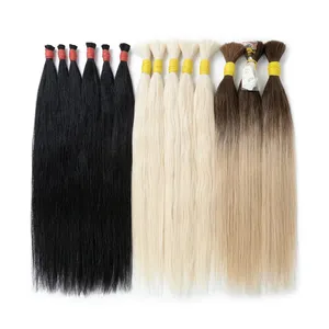 Cheveux humains longs, noirs naturels, lisses, Remy vierges, en vrac, base en soie, double densité, taille personnalisable - Product Image 6