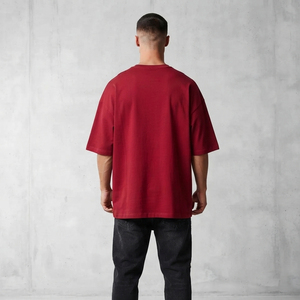 T-shirt Homme Oversize à Strass en Coton Épais Streetwear Coupe Boxy Manches Courtes Effet Délavé Vintage - Product Image 2