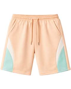 Men Peach Color Block Jersey Shorts Casual Summer Cotton Polyester Drawstring <b>Elastic</b> Waist Gym Sports Shorts Wear OEM Supplier - Product Image 1