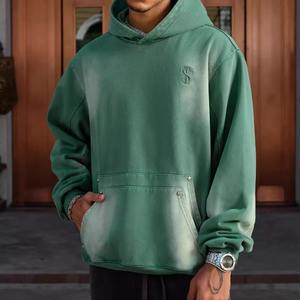 Sweat à capuche surdimensionné personnalisé pour homme, en coton French Terry délavé et vieilli, de haute qualité - Product Image 1