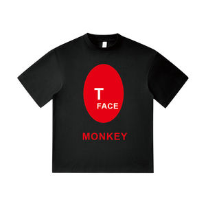 Camiseta extragrande negra T Face Monkey, camiseta informal de manga corta unisex para hombre - Product Image 5