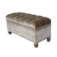 Tabouret de rangement tufté en boîte de couverture en bois de style français tabouret d'extrémité de lit rembourré banc pouf pour meubles de chambre à coucher