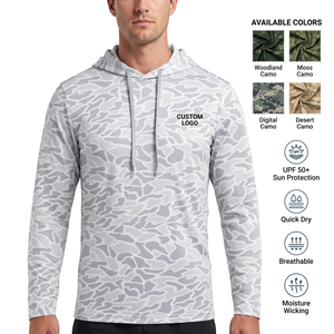 Sudadera con Capucha de Pesca para Hombre, Personalizada, Ligera, de Poliéster, Manga Larga, Camuflaje, Protección Solar UPF 50+, Transpirable, Absorbe la Humedad - Product Image 1