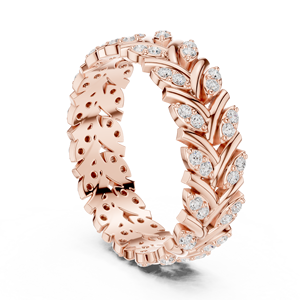 Bague Éternité Luxe en Or Rose avec Feuille de Vigne pour Femme, Élégante, Ornée de Cristaux, Idéale pour Mariage, Anniversaire, Bijou Tendance, Cadeau - Product Image 3