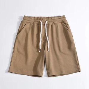 Shorts de sport cargo bleu uni respirant à séchage rapide pour homme avec poches zippées, taille mi-haute élastique, en toile 100 % coton - Product Image 6