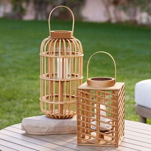Lanternes en rotin naturel et en bambou, porte-bougies tissés pour la maison, le jardin, la décoration bohème, lampe de table, lanterne en osier - Product Image 1