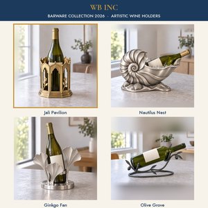 Support à bouteille de vin en laiton fait main, style Jali, manchon de bouteille perforé, style marocain, décoration de bar, présentoir à vin - Product Image 3