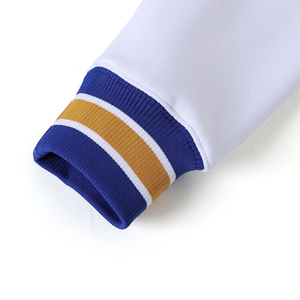 Custom Albany State <b>White</b> Fleece <b>Cardigan</b> Men's Embroidered Logo Striped Trim Wholesale Fraternity Wear School & Collegiate - Product Image 3
