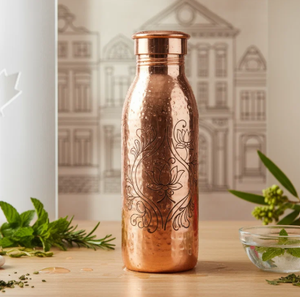 ขวดน้ำทองแดงแท้ ลายดอกบัวหลวง สำหรับใช้ในบ้าน ท่องเที่ยว และงานปาร์ตี้ - Product Image 3