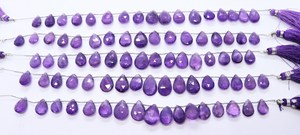 Cuentas de amatista africana natural AAA facetadas en forma de pera, de 9x13 a 11x16 mm, hilo de 8 pulgadas de cuentas facetadas. - Product Image 2