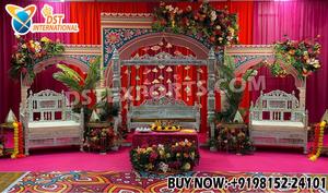 Colorido conjunto de columpios de madera para escenario nocturno de Mehndi, el más vendido, para ceremonia musulmana de Walima, con juego a juego, EE. UU. - Product Image 2