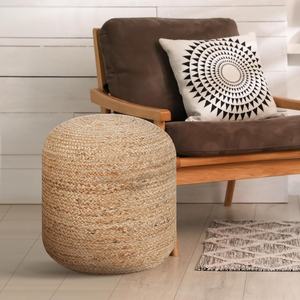 Pouf Ottoman en Rotin Tressé Fait Main, Best-Seller, Coussin de Sol Rond Écologique pour Salon et Chambre à Coucher - Product Image 4