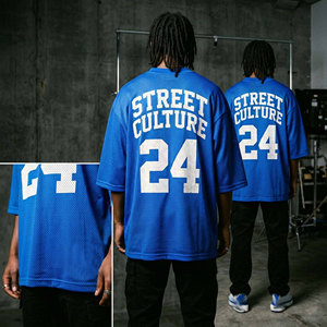 Camiseta de Fútbol de Malla Street 24 Unisex Azul de Manga Corta de Secado Rápido con Cuello Redondo, Ajuste Atlético, Nombre del Jugador Estampado por Transferencia Térmica en la Parte Delantera - Product Image 5