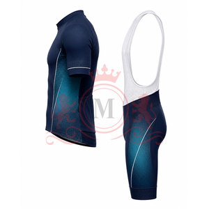 Ensemble maillot et short de cyclisme pour homme, bleu avec accents turquoise, respirant, en polyester, design sans couture, pour adultes - Product Image 3