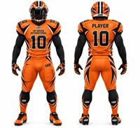 Ensemble d'uniformes de football américain personnalisés, maillot et pantalon sublimés orange et noir, vêtements de sport pour les clubs, les équipes et les joueurs professionnels