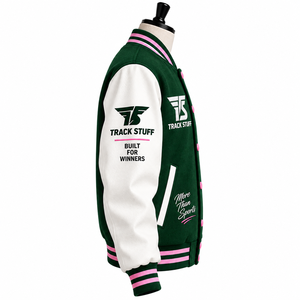 <b>Track</b> Stuff Custom <b>Mens</b> Varsity Letterman <b>Jacket</b> Wool Cotton Stand Collar Custom Embroidered Logo Front Streetwear Winter - Product Image 2